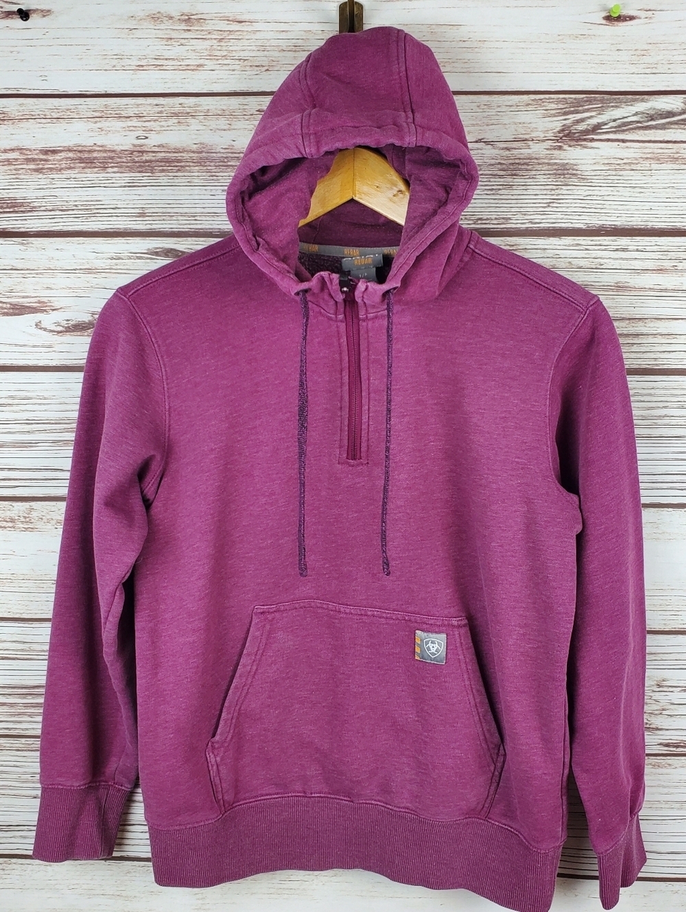 Ariat Womens Small Grape Kiss Skill Set 1/2 Zip Drawstring Pullover Hoodie - Picture 2 of 9